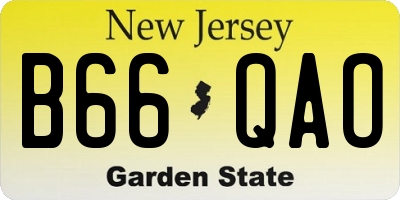 NJ license plate B66QAO