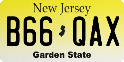 NJ license plate B66QAX