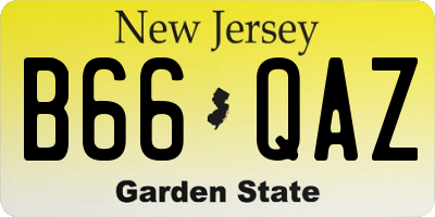 NJ license plate B66QAZ