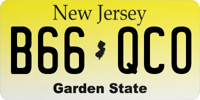 NJ license plate B66QCO