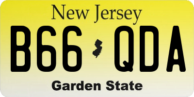 NJ license plate B66QDA