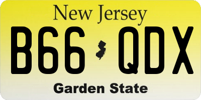 NJ license plate B66QDX