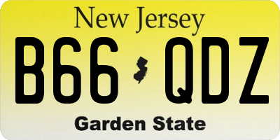 NJ license plate B66QDZ