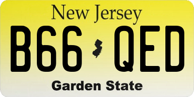 NJ license plate B66QED