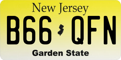 NJ license plate B66QFN