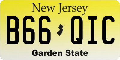 NJ license plate B66QIC