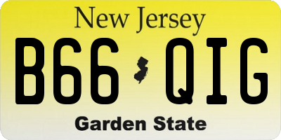 NJ license plate B66QIG
