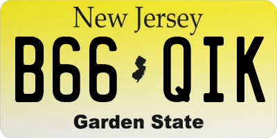 NJ license plate B66QIK