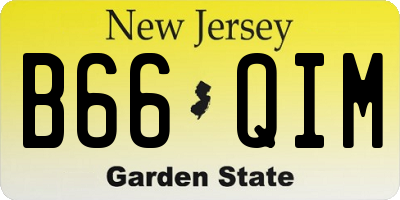 NJ license plate B66QIM