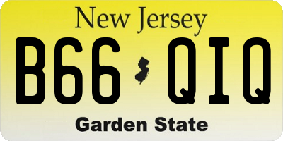NJ license plate B66QIQ