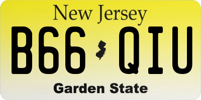 NJ license plate B66QIU