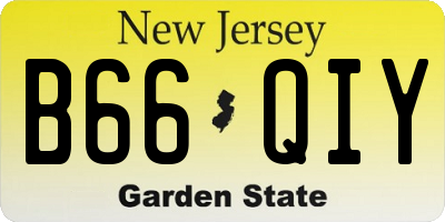 NJ license plate B66QIY