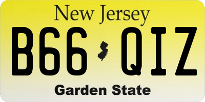 NJ license plate B66QIZ