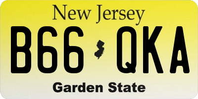 NJ license plate B66QKA