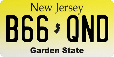 NJ license plate B66QND
