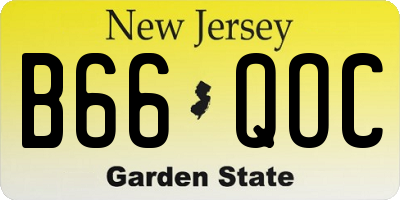 NJ license plate B66QOC