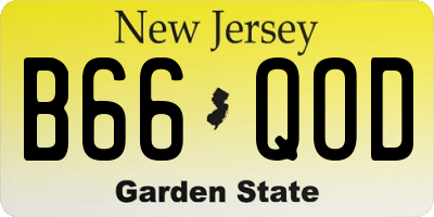 NJ license plate B66QOD