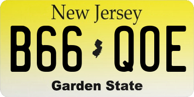 NJ license plate B66QOE