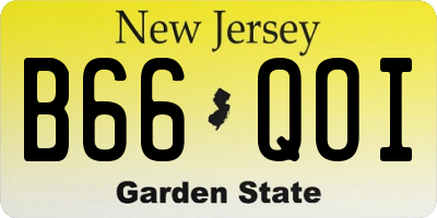 NJ license plate B66QOI