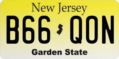 NJ license plate B66QON