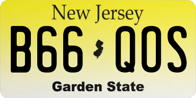 NJ license plate B66QOS
