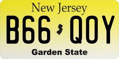 NJ license plate B66QOY