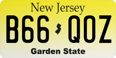 NJ license plate B66QOZ
