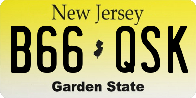 NJ license plate B66QSK