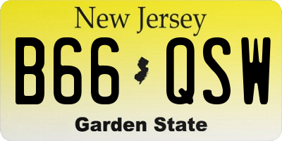 NJ license plate B66QSW
