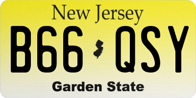 NJ license plate B66QSY