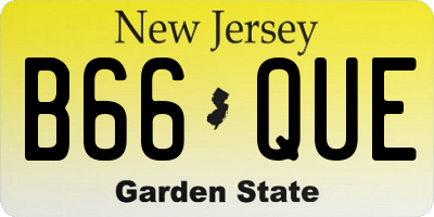 NJ license plate B66QUE