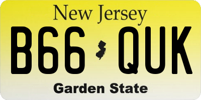 NJ license plate B66QUK