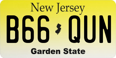 NJ license plate B66QUN