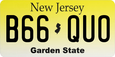 NJ license plate B66QUO