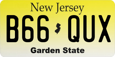 NJ license plate B66QUX