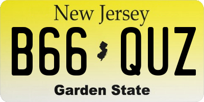 NJ license plate B66QUZ