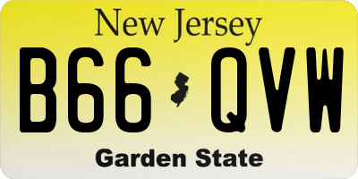NJ license plate B66QVW