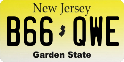 NJ license plate B66QWE