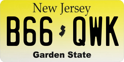 NJ license plate B66QWK