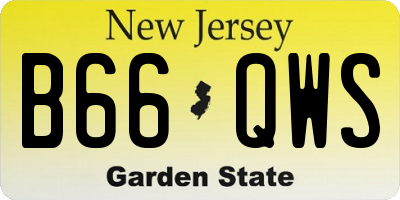 NJ license plate B66QWS