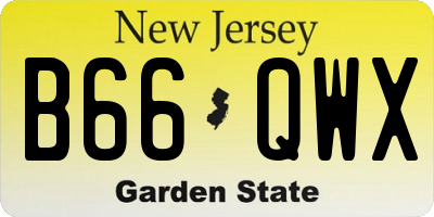 NJ license plate B66QWX
