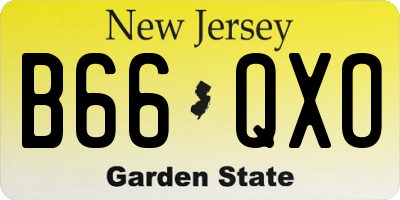 NJ license plate B66QXO