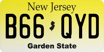 NJ license plate B66QYD
