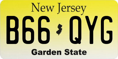 NJ license plate B66QYG