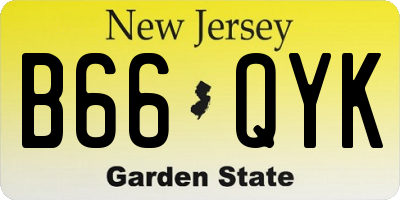 NJ license plate B66QYK