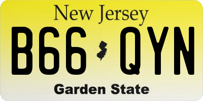 NJ license plate B66QYN