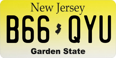 NJ license plate B66QYU