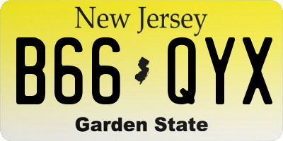 NJ license plate B66QYX
