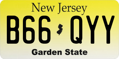 NJ license plate B66QYY