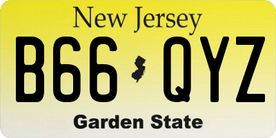 NJ license plate B66QYZ